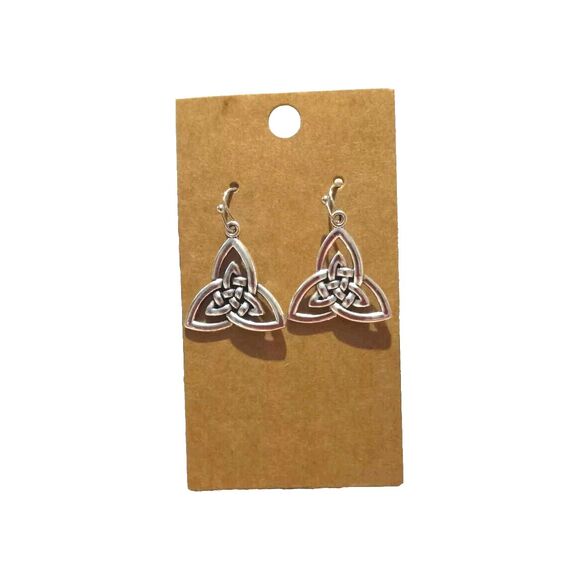 Silver Look Metal Earrings Celtic Old World Boho - Picture 1 of 4
